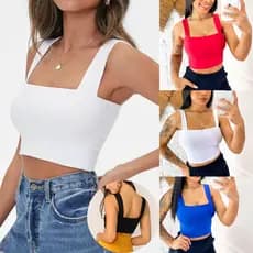 Cropped Top Suplex Faixa Alça grossa Feminino Estilo Julliette