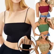 Cropped Top Faixa Com Alça Fina Suplex Feminino Alcinha Básico Estilo Julliette Gringa