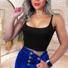 Top Cropped Alcinha Fitness Canelado Decote Redondo Básico Gringa Esportivo – Muitas Cores