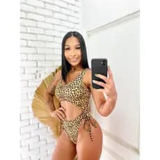 BodyMaiô Cavado Amarração Oncinha Moda Verão  ModaBloqueira