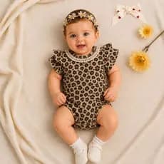 Body para Bebê Colar Babado Menina com Botão Prático Malha 100% Algodão