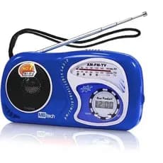 Mini Rádio Vermelho Am/fm/tv Com Relógio Mk-2019a Novo Preto