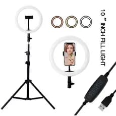Ring Light 26 cm 10 Polegadas Luminária Led + TRIPÉ 2 metros + Suporte Celulares Ring Light 10 Polegadas 26cm, Tripe 2,10 E Suporte Celular