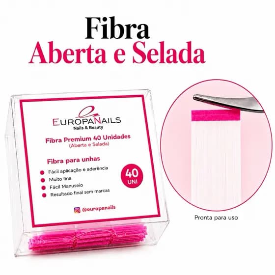 Fibra Unhas Aberta e Selada Pronta para Uso Ultra Fina Premium para Nail Designer 40 Un Europa Nails