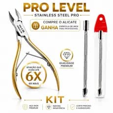 Alicate de Cutícula Afiado Corte Preciso Durabilidade 6x Stainless Pro Level G 09 4m + Espátula Inox