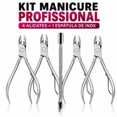 Alicates de Cutícula Profissional Inox Aço + Espátula Cutícula Manicure Pedicure kit 1,2,3,4 Unidade
