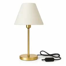 Abajur Elegante com Base Dourada e Cúpula em Tecido Branca – Sofisticação para Quarto ou Sala