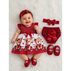 Kit Vestido 4 Peças para Bebe