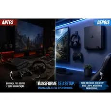 Kit Suporte Parede PS4 Slim + 2 Suportes Controle + Suporte Headset Gamer