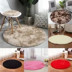 Tapete Shaggy Pelo Alto Branco Redondo 100 cm Tapete para Sala e Quarto