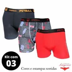 Kit 03 Cueca Boxer Microfibra Masculina Adulto Linha Premium