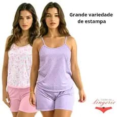 Short Doll Feminino Pijama 025 Adulto Baby Doll Alcinha Em Malha De Pijama Estampas Sortidas