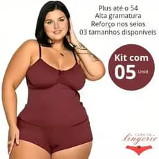 Kit 5 Pijamas Plus Size Feminino Liso Verão Confortável Curto Leve Malha Fria Leve G1 ao G3