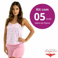 Kit 05 Short Doll Feminino Pijama 025 Adulto Baby Doll Alcinha Em Malha De Pijama Estampas Sortidas