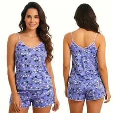 Pijama Feminino Adulto Microfibra P ao GG Confortável Leve Gelado Macio Verão Moda Noite