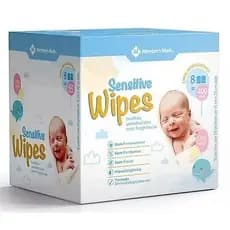 Toalhas Umedecidas Sem Fragrância Sensitive Wipes Member's Mark Pack com 8 Pacotes de 50 Unidades