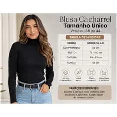 Blusa Feminina Cacharrel Gola Alta Cacharell Manga Comprida Gola Alta Tecido Ribana e Canelado Envio Rápido Promoção!