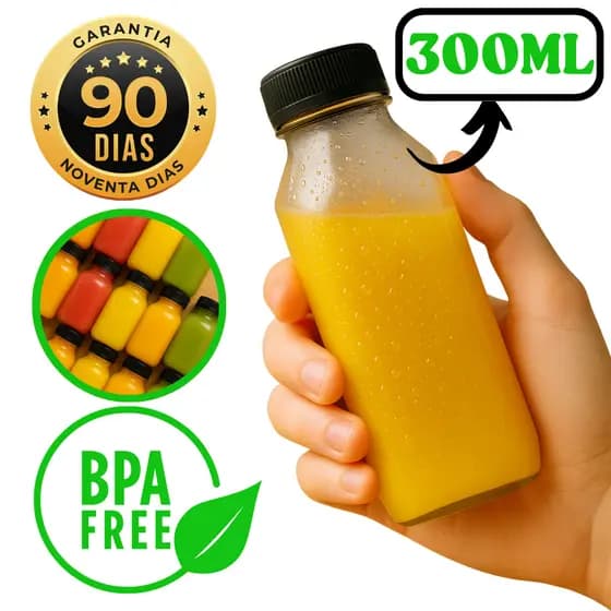 Kit Garrafas PET pra Suco 200ml / 300ml / 500ml Garrafinha com Tampa Caldo de Cana + Envio Imediato