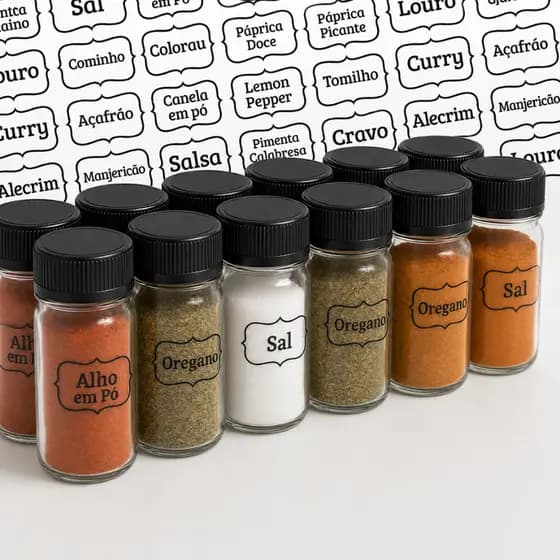 Kits de Potes Tempero 120ml/200ml/300ml Reforçado + Adesivos Tempero | Envio Imediato