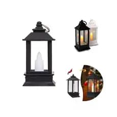 Luminária Decorativa Preta Lampião Artificial Led C/ Bateria