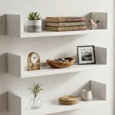 Prateleira Suspensa Kit 3 Peças 35x12cm MDF Branco – Decoração Minimalista Casa