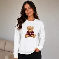 MOLETOM TEDDY Algodão Gola careca estampas urso MOLETOM BRANCO