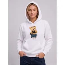 MOLETOM TEDDY Algodão canguru estampas urso MOLETOM BRANCO