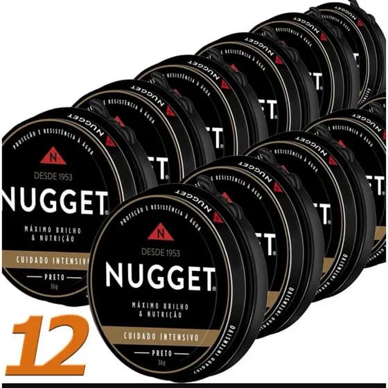 Kit 12 Unidades Graxa Sapato Nugget De 36g Nugget Em Pasta