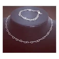 Kit Corrente Pulseira Coração Prata 925 Legítima - Colar  45 cm Para Presente