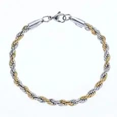 Pulseira Cordão Baiano Trançada 4mm Mesclada Dourado Prata - Oferta
