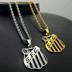 Conjunto Corrente de aço inoxidável mais pingente Peixe ( time )