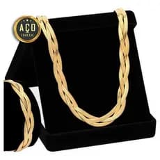 Colar E Pulseira Feminina 3 Fios Aço Inox Banhado Ouro 18k Para Presente Unissex
