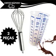 Copo Medidor Graduado Dosador De Medidas e 1 Batedor Fue Inox para Ovos