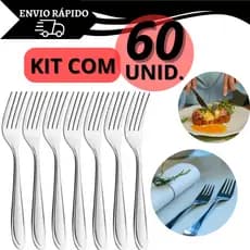 Kit 60 Garfo de Mesa em Aço Inox para Refeições Restaurante Cozinha Bar Buffet Atacado Faqueiro