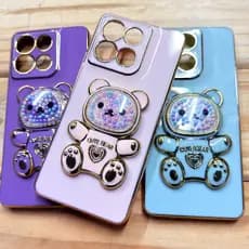 Capinha Motorola Moto G56 / G15 / G86 / G35 / G75 / G05 / G17 / E15 com Suporte Ursinho 3D Anti Impacto Feminina Luxo