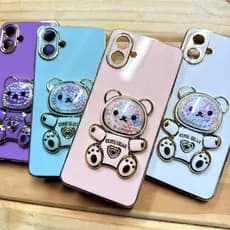 Capinha Samsung Galaxy A07 / Samsung Galaxy A06 com Suporte Ursinho 3D Anti Impacto Feminina Luxo Glitte