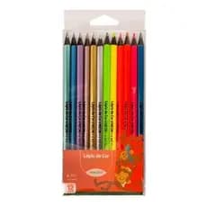 12 Lápis Cores Especiais 6 Neon 6 Metalicas Triangular - Leo