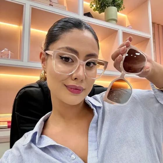 Óculos Feminino 2 em 1 Armação Quadrada Lente Transparente Proteção UV