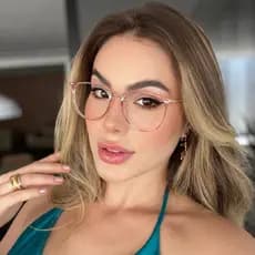 Óculos Feminino Redondo com Lente Transparente Proteção UV