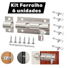 kit 6 ferrolho fecho de metal zinco para portas janelas 2 polegadas acompanha parafusos