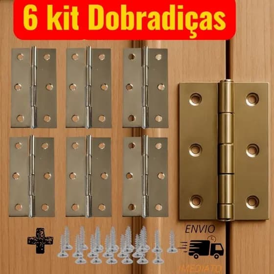 kit  dobradiças  3" polegadas com parafusos para janelas, portas , madeira e ferro móveis em geral