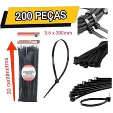 abraçadeira nylon preto 3.6mmx300mm organizador de fios 200 peças