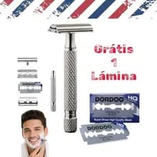 Aparelho de barbear desmontável clássico inox com lâmina grátis