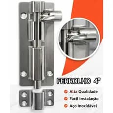 kit trinco ferrolho trava aço inoxidavel 4" polegadas