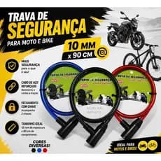 Corrente Trava de Segurança para Moto e Bike 10mm x 90cm Cabo de Aço Reforçado