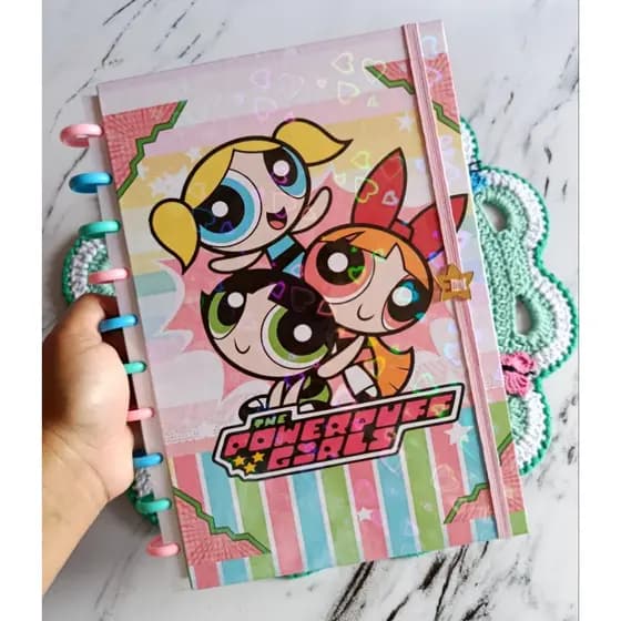 Caderno de disco/inteligente/meninas super poderosas/universitário/10 discos