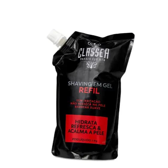 Shaving Em Gel Classe A Refil 1kg Para Navalhar Pra Fazer Barba, Pezinho E Navalhado