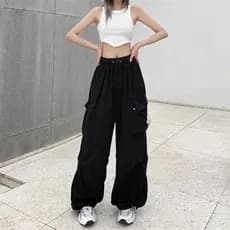 High Street vermelho calças casuais femininas cintura alta mais magro olhar macacão primavera verão All-Match solto em l