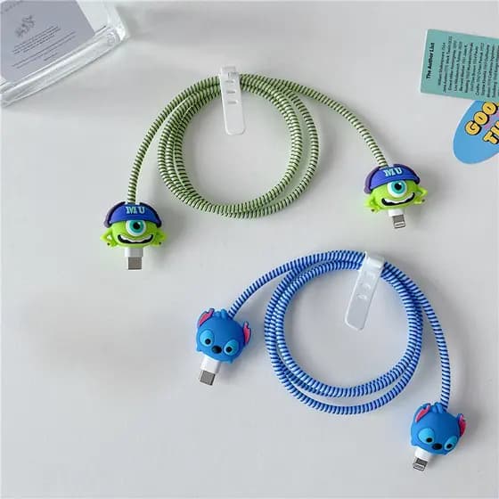 4Pcs/set Spring Cable Winder Compatible for Apple18w/20w Charger Protective Case Generic Data Cable Head Bite Protector