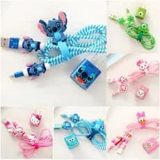 A set of Cartoon Cable Protector Set for Iphone Usb Charger With Charger Stickers Spiral Cable Winder Generic